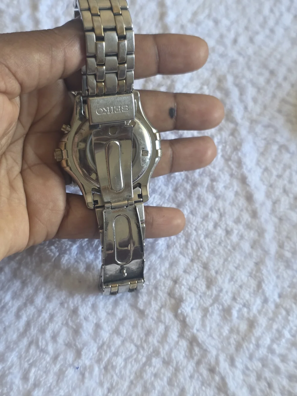 Seiko  5m62-0cx0Two-Tone Gold and Silver Men's Watch with Gray Dial